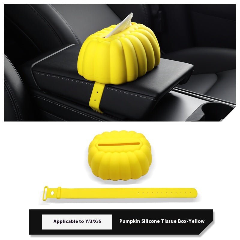 Pumpkin Cloud Silicone Tissue Box Cover for Tesla Model Y/3/X/S – Soft Dustproof Decorative Case for Car & Home - Additional Product Image
