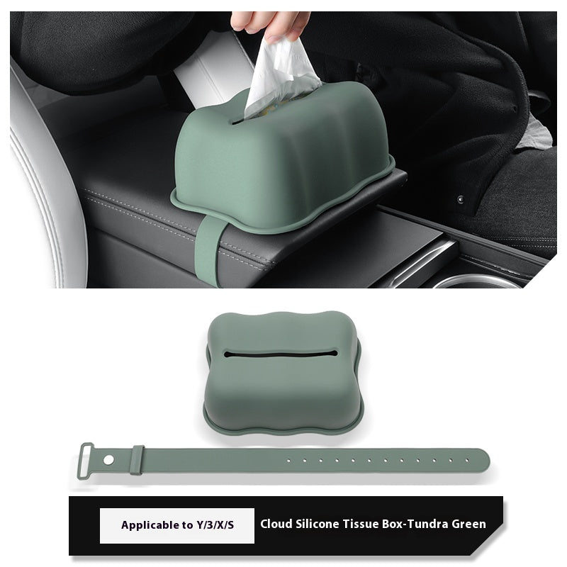 Pumpkin Cloud Silicone Tissue Box Cover for Tesla Model Y/3/X/S – Soft Dustproof Decorative Case for Car & Home - Additional Product Image