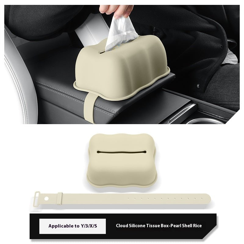 Pumpkin Cloud Silicone Tissue Box Cover for Tesla Model Y/3/X/S – Soft Dustproof Decorative Case for Car & Home - Additional Product Image