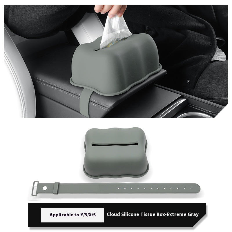 Pumpkin Cloud Silicone Tissue Box Cover for Tesla Model Y/3/X/S – Soft Dustproof Decorative Case for Car & Home - Additional Product Image
