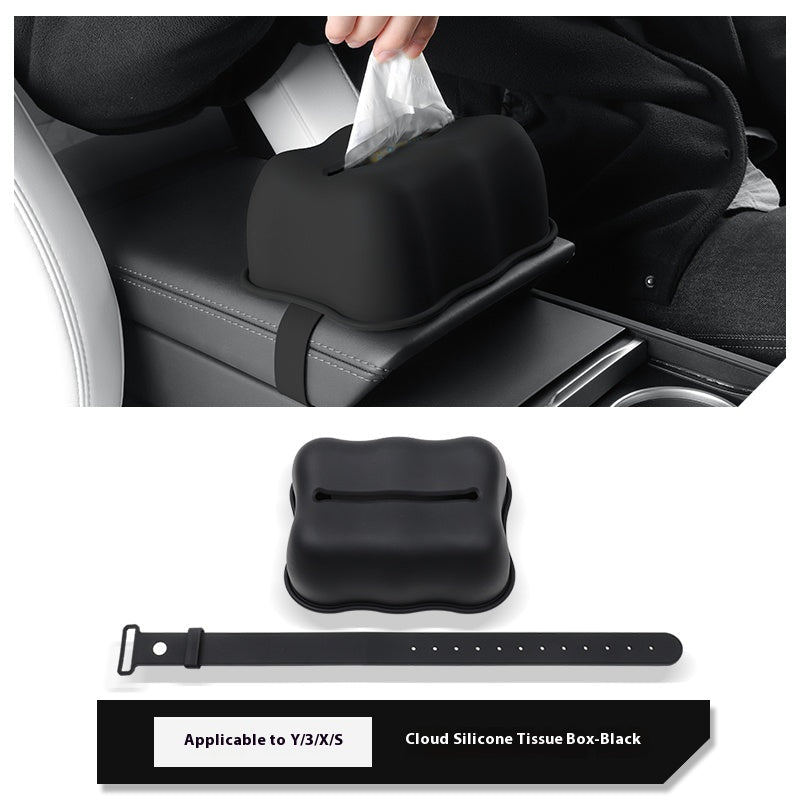 Pumpkin Cloud Silicone Tissue Box Cover for Tesla Model Y/3/X/S – Soft Dustproof Decorative Case for Car & Home - Additional Product Image