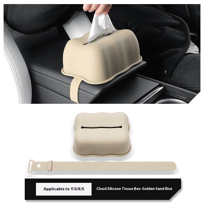 Pumpkin Cloud Silicone Tissue Box Cover for Tesla Model Y/3/X/S – Soft Dustproof Decorative Case for Car & Home - Additional Product Image