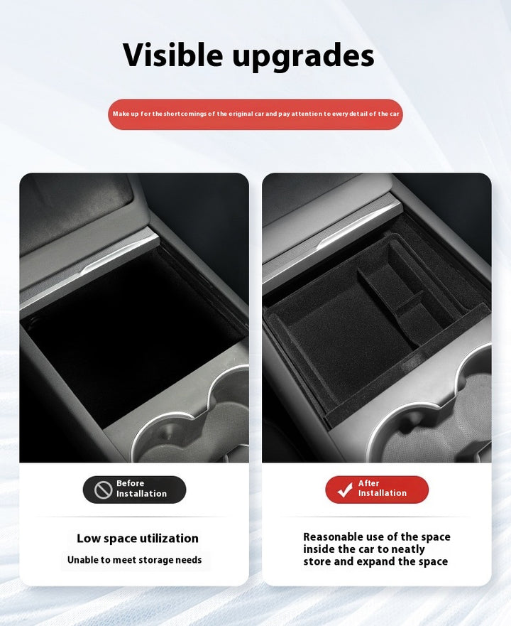 For 2024 and later upgraded Tesla Model 3/Y center console storage tray armrest box - custom interior accessories, suitable for 2024 and later