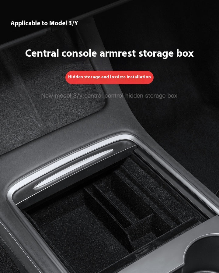 For 2024 and later upgraded Tesla Model 3/Y center console storage tray armrest box - custom interior accessories, suitable for 2024 and later