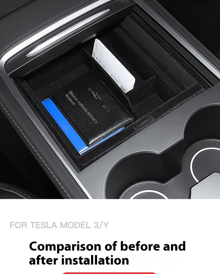 For 2024 and later upgraded Tesla Model 3/Y center console storage tray armrest box - custom interior accessories, suitable for 2024 and later