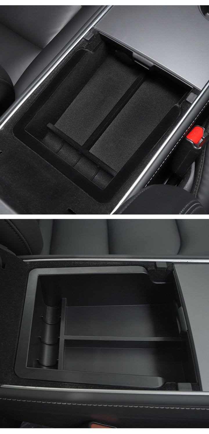 For 2024 and later upgraded Tesla Model 3/Y center console storage tray armrest box - custom interior accessories, suitable for 2024 and later
