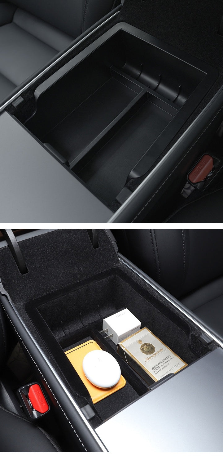 For 2024 and later upgraded Tesla Model 3/Y center console storage tray armrest box - custom interior accessories, suitable for 2024 and later
