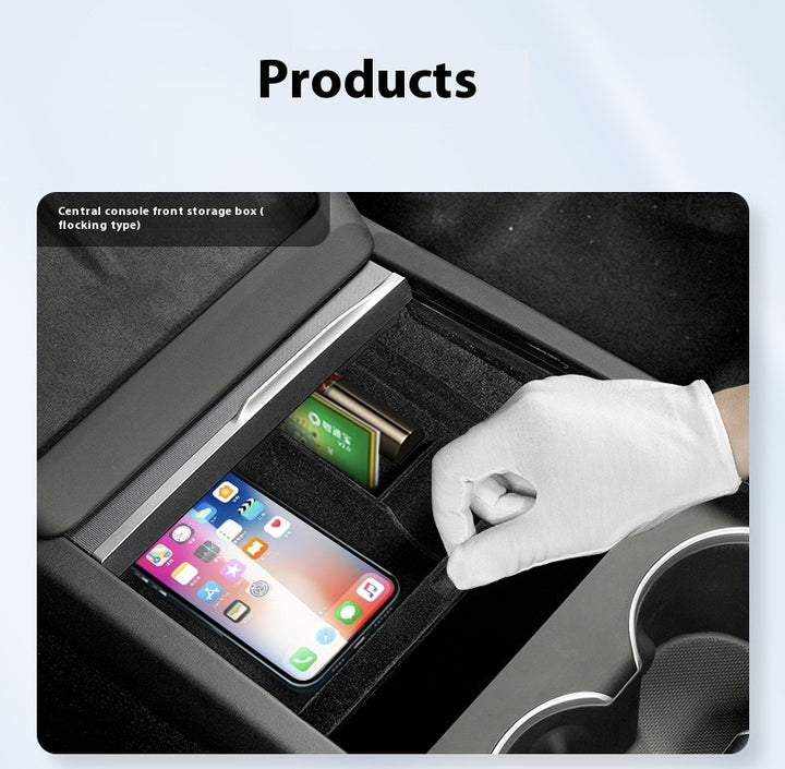 For 2024 and later upgraded Tesla Model 3/Y center console storage tray armrest box - custom interior accessories, suitable for 2024 and later