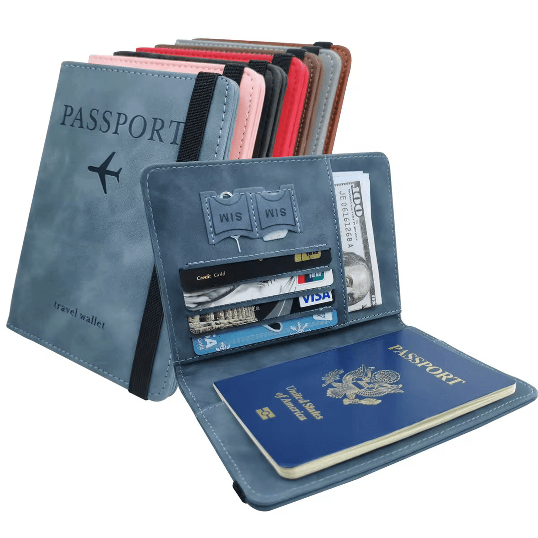 Multifunctional Leather Passport Holder Wallet with RFID Blocking – Travel Organizer with Card Slots - Modxgear