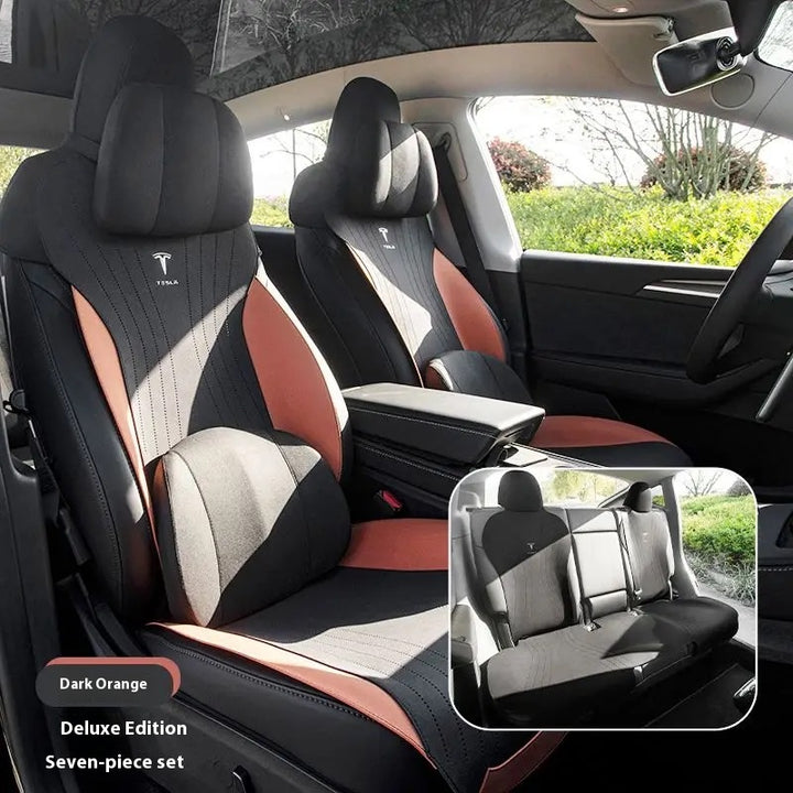 custom Tesla model 3/Y seat cushion – thin, breathable, half-wrapped Sue’s cars eat pad for year-round comfort