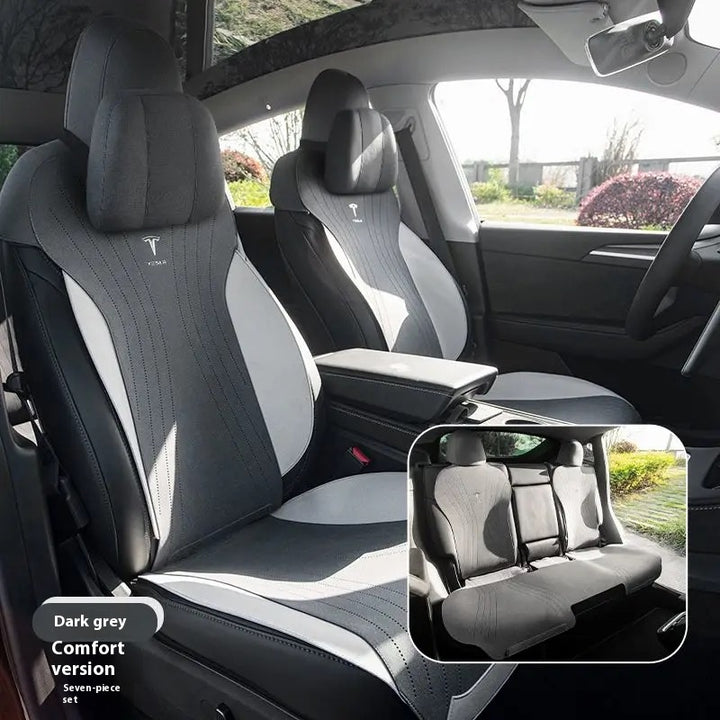 custom Tesla model 3/Y seat cushion – thin, breathable, half-wrapped Sue’s cars eat pad for year-round comfort