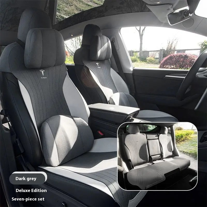custom Tesla model 3/Y seat cushion – thin, breathable, half-wrapped Sue’s cars eat pad for year-round comfort