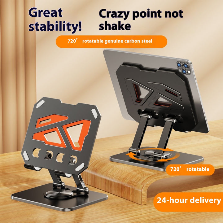 360° Rotating Tablet Stand – Foldable Metal Desktop Holder for Online Classes, Gaming, Study, and Hands-Free Use