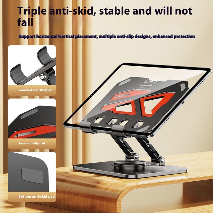 360° Rotating Tablet Stand – Foldable Metal Desktop Holder for Online Classes, Gaming, Study, and Hands-Free Use
