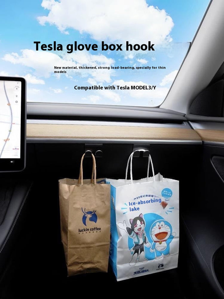 Model Y glove box hook