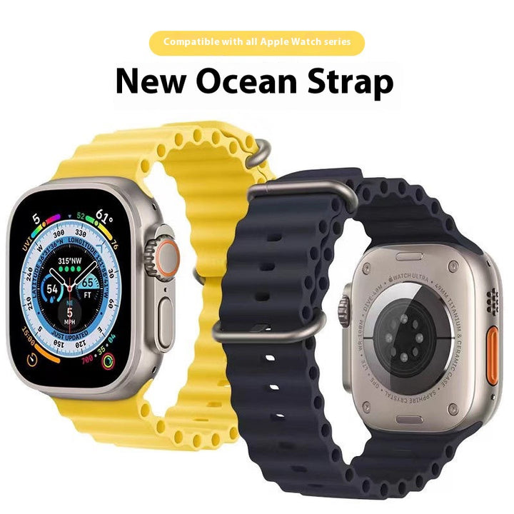 Marine Silicone Strap for Apple Watch – Soft, Waterproof, Sport Band Compatible with iWatch Series Ultra, 9, 8, 7, 6, SE, 5, 4, 3, 2, 1 (38mm–49mm)