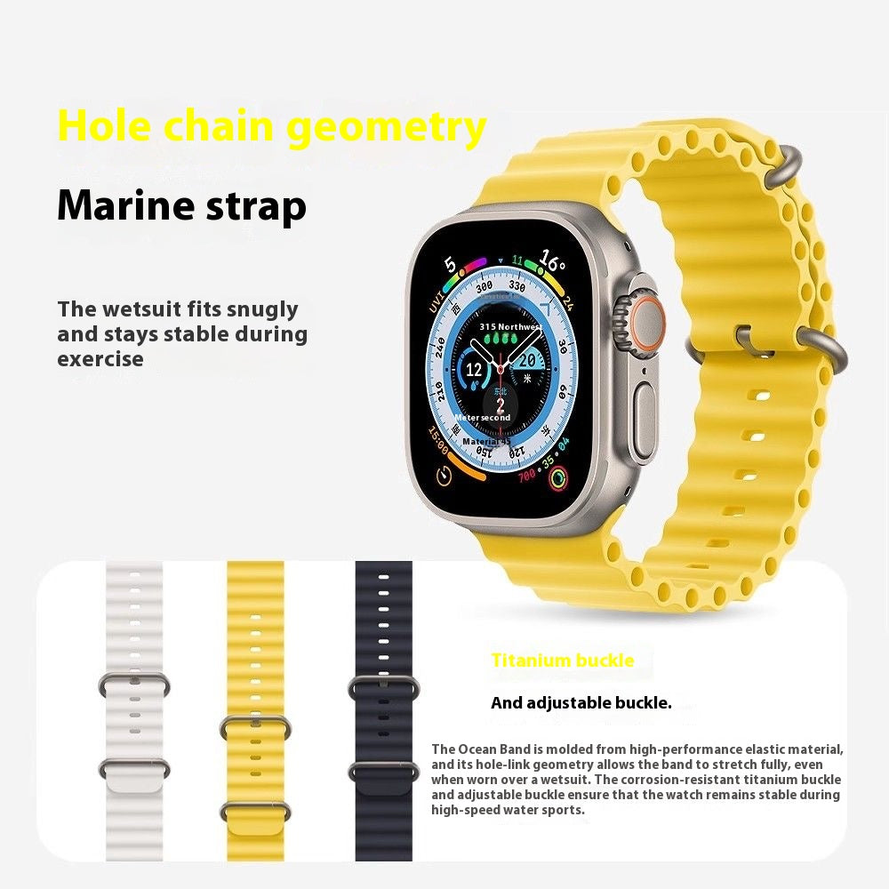 Marine Silicone Strap for Apple Watch – Soft, Waterproof, Sport Band Compatible with iWatch Series Ultra, 9, 8, 7, 6, SE, 5, 4, 3, 2, 1 (38mm–49mm)