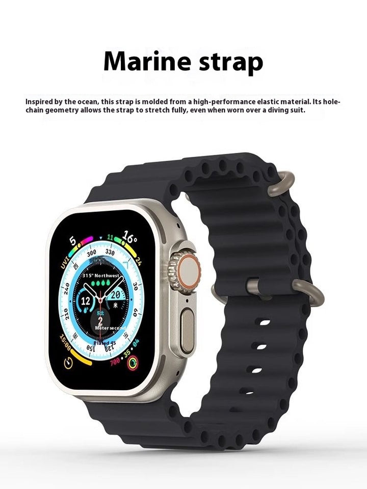 Marine Silicone Strap for Apple Watch – Soft, Waterproof, Sport Band Compatible with iWatch Series Ultra, 9, 8, 7, 6, SE, 5, 4, 3, 2, 1 (38mm–49mm)