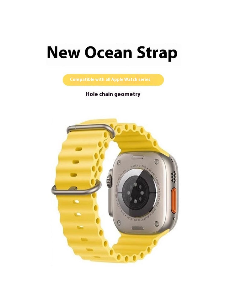 Marine Silicone Strap for Apple Watch – Soft, Waterproof, Sport Band Compatible with iWatch Series Ultra, 9, 8, 7, 6, SE, 5, 4, 3, 2, 1 (38mm–49mm)