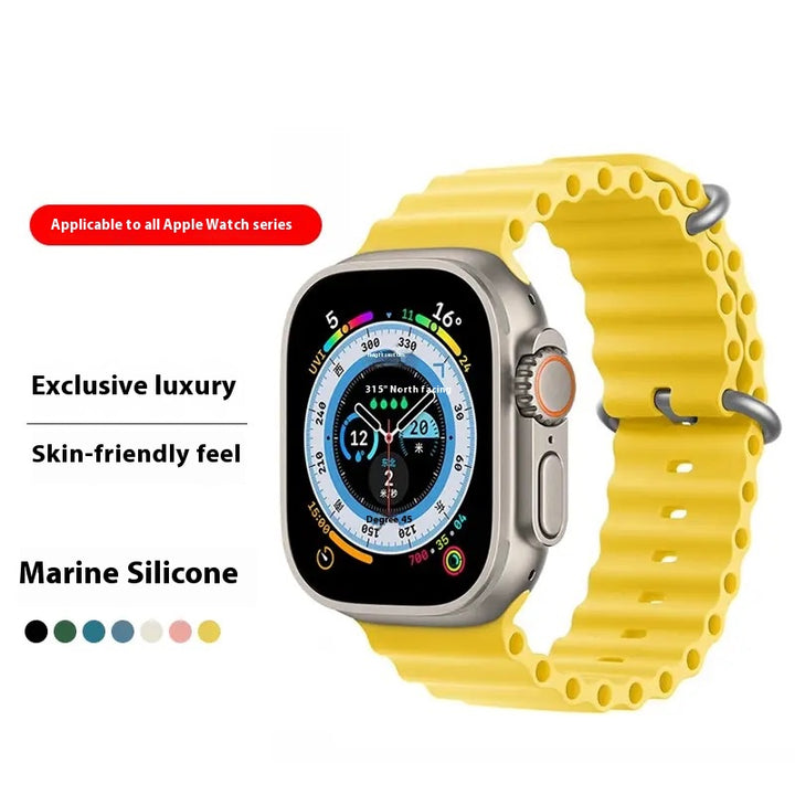 Marine Silicone Strap for Apple Watch – Soft, Waterproof, Sport Band Compatible with iWatch Series Ultra, 9, 8, 7, 6, SE, 5, 4, 3, 2, 1 (38mm–49mm)