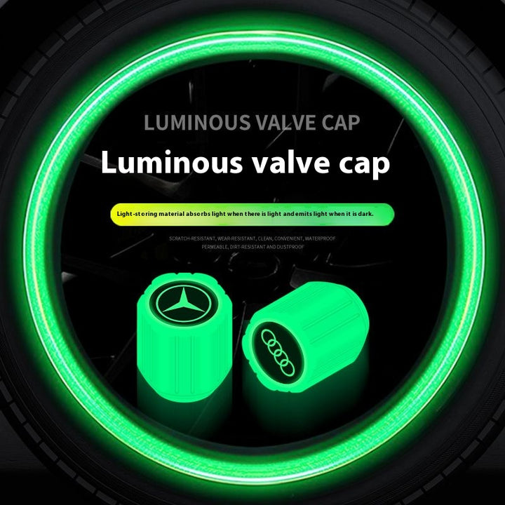 Tesla Glowing Tire Valve Stem Caps – Luminous Air Nozzle Cover for Model 3, Model Y, Model S, Model X