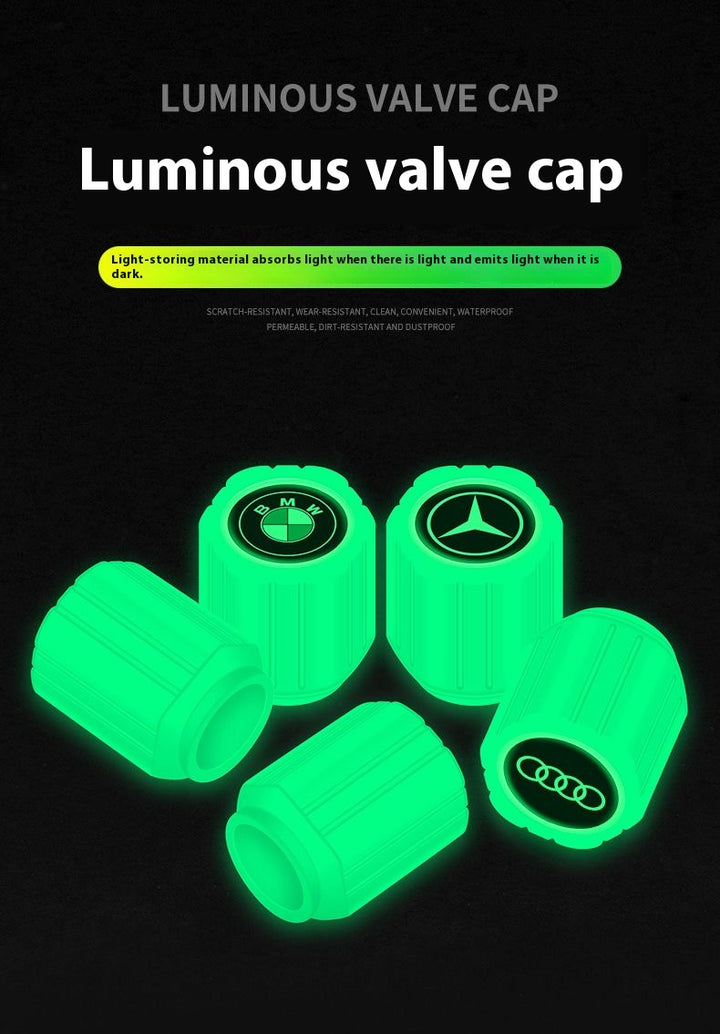 Tesla Glowing Tire Valve Stem Caps – Luminous Air Nozzle Cover for Model 3, Model Y, Model S, Model X