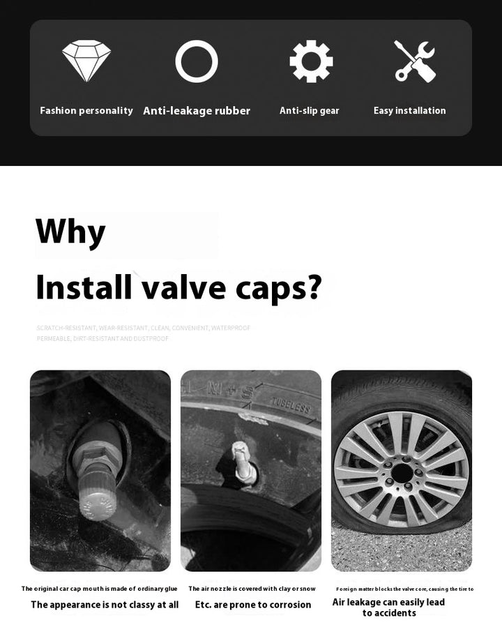 Tesla Glowing Tire Valve Stem Caps – Luminous Air Nozzle Cover for Model 3, Model Y, Model S, Model X