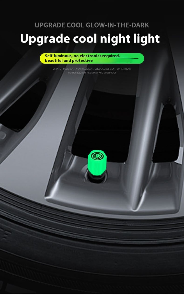 Tesla Glowing Tire Valve Stem Caps – Luminous Air Nozzle Cover for Model 3, Model Y, Model S, Model X