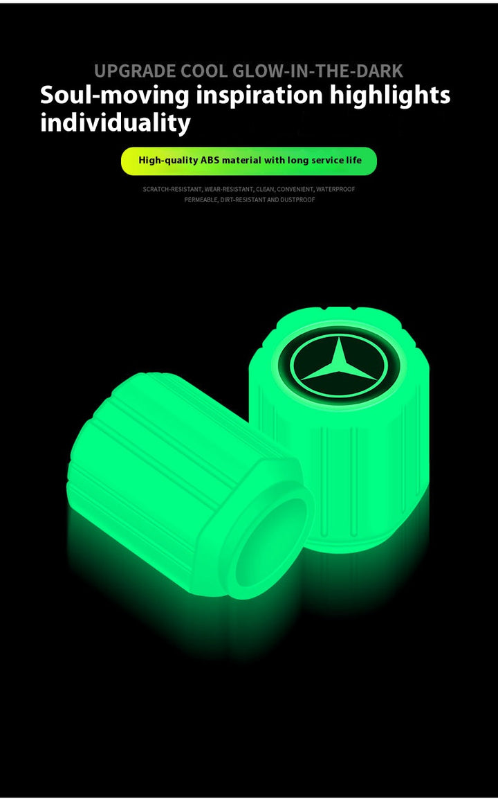 Tesla Glowing Tire Valve Stem Caps – Luminous Air Nozzle Cover for Model 3, Model Y, Model S, Model X