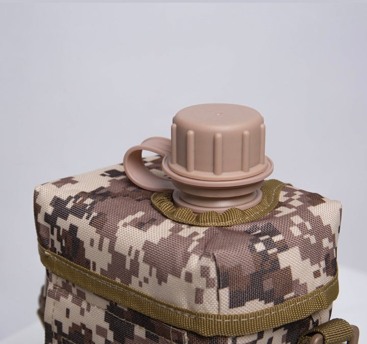 2L Tactical Military Camouflage Water Bottle - Large Capacity Outdoor Survival Water Bottle with Shoulder Strap | Portable Hydration Bottle for Hiking, Camping, Backpacking and Adventure