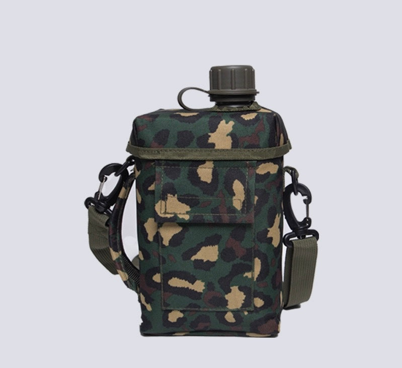 2L Tactical Military Camouflage Water Bottle - Large Capacity Outdoor Survival Water Bottle with Shoulder Strap | Portable Hydration Bottle for Hiking, Camping, Backpacking and Adventure