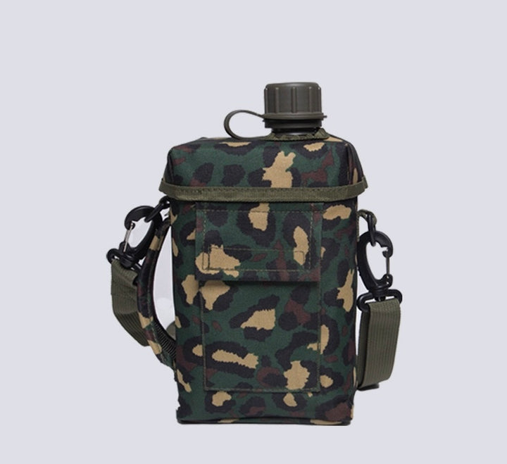 2L Tactical Military Camouflage Water Bottle - Large Capacity Outdoor Survival Water Bottle with Shoulder Strap | Portable Hydration Bottle for Hiking, Camping, Backpacking and Adventure