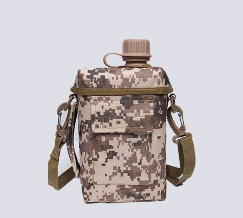 2L Tactical Military Camouflage Water Bottle - Large Capacity Outdoor Survival Water Bottle with Shoulder Strap | Portable Hydration Bottle for Hiking, Camping, Backpacking and Adventure