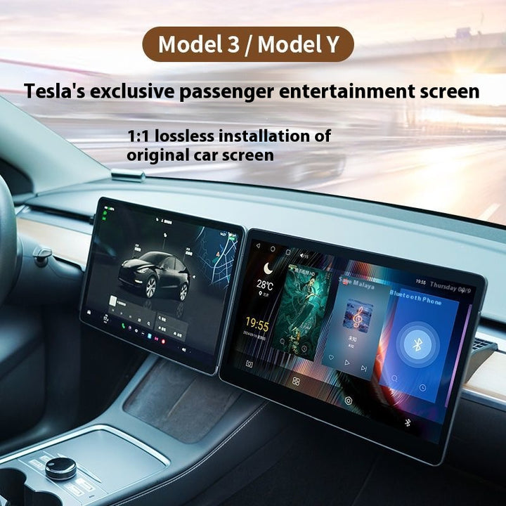 Tesla Model Y / Model 3 Passenger Entertainment Display - Navigation Upgrade, Smart Assistant, Futuristic Add ON
