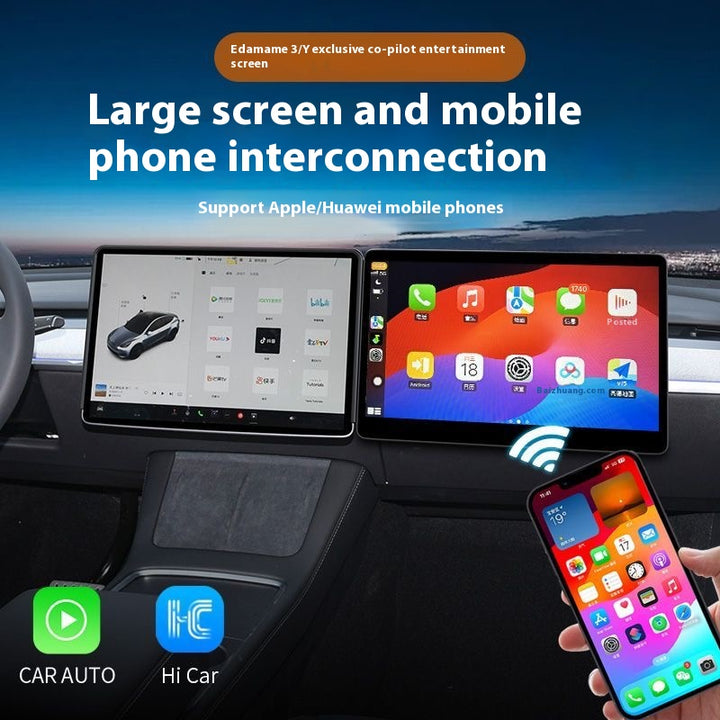 Tesla Model Y / Model 3 Passenger Entertainment Display - Navigation Upgrade, Smart Assistant, Futuristic Add ON