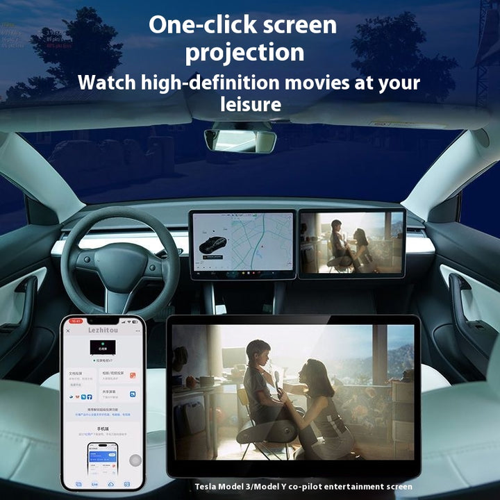 Tesla Model Y / Model 3 Passenger Entertainment Display - Navigation Upgrade, Smart Assistant, Futuristic Add ON