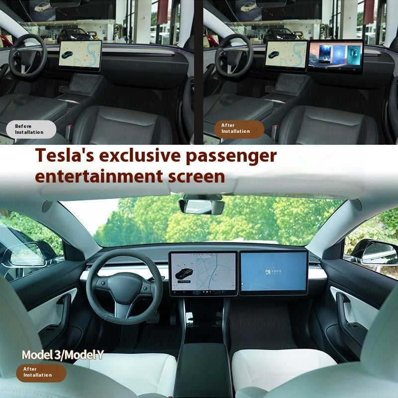 Tesla Model Y / Model 3 Passenger Entertainment Display - Navigation Upgrade, Smart Assistant, Futuristic Add ON