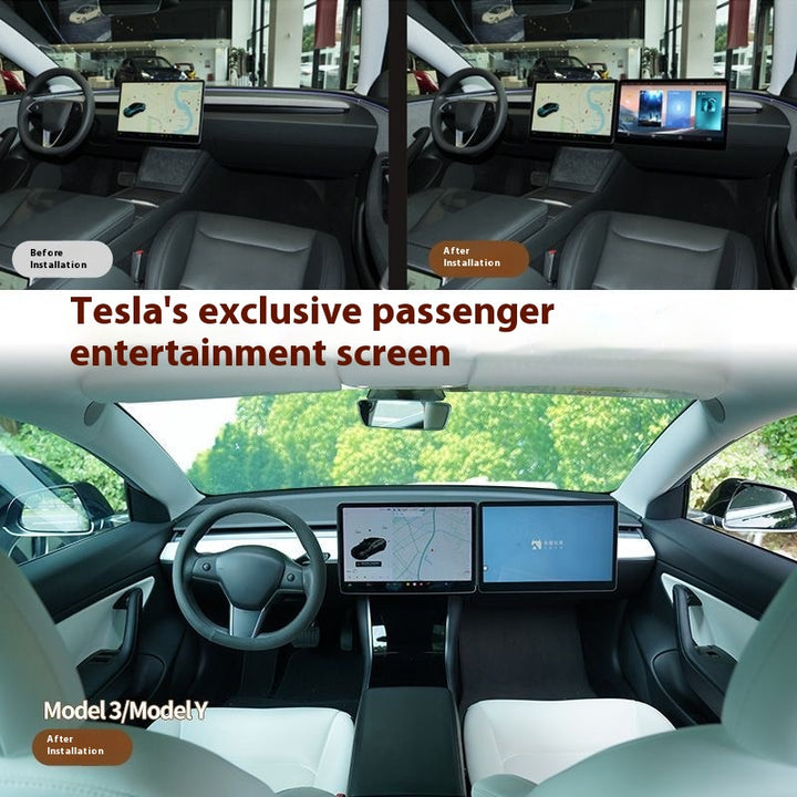 Tesla Model Y / Model 3 Passenger Entertainment Display - Navigation Upgrade, Smart Assistant, Futuristic Add ON