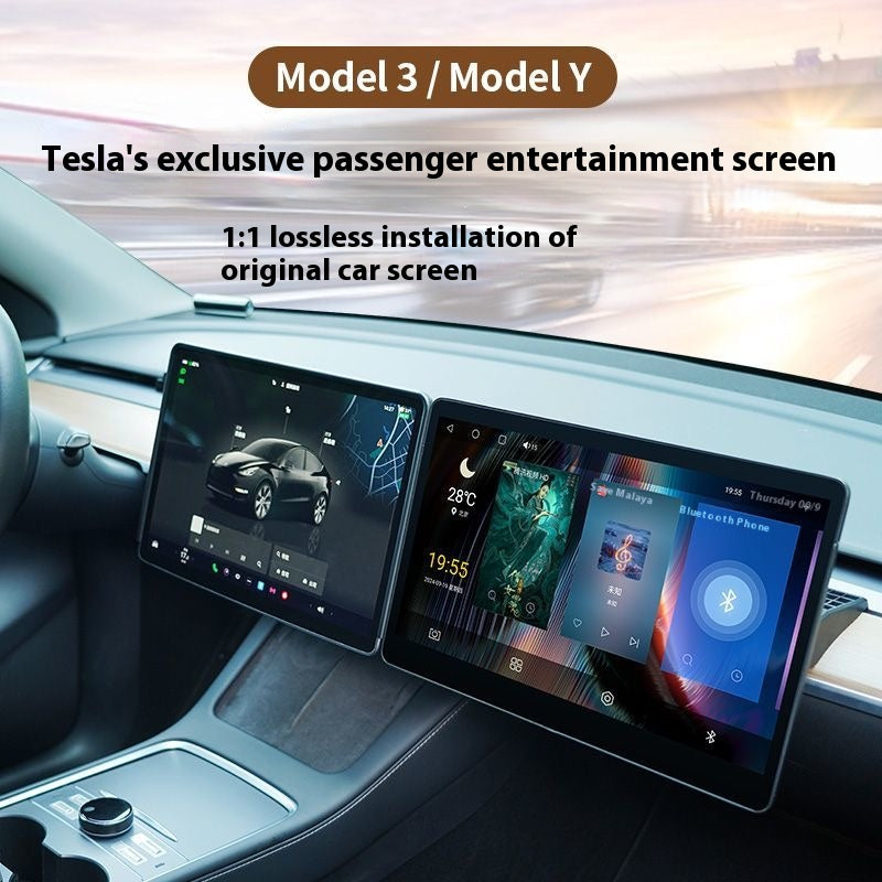 Tesla Model Y / Model 3 Passenger Entertainment Display - Navigation Upgrade, Smart Assistant, Futuristic Add ON