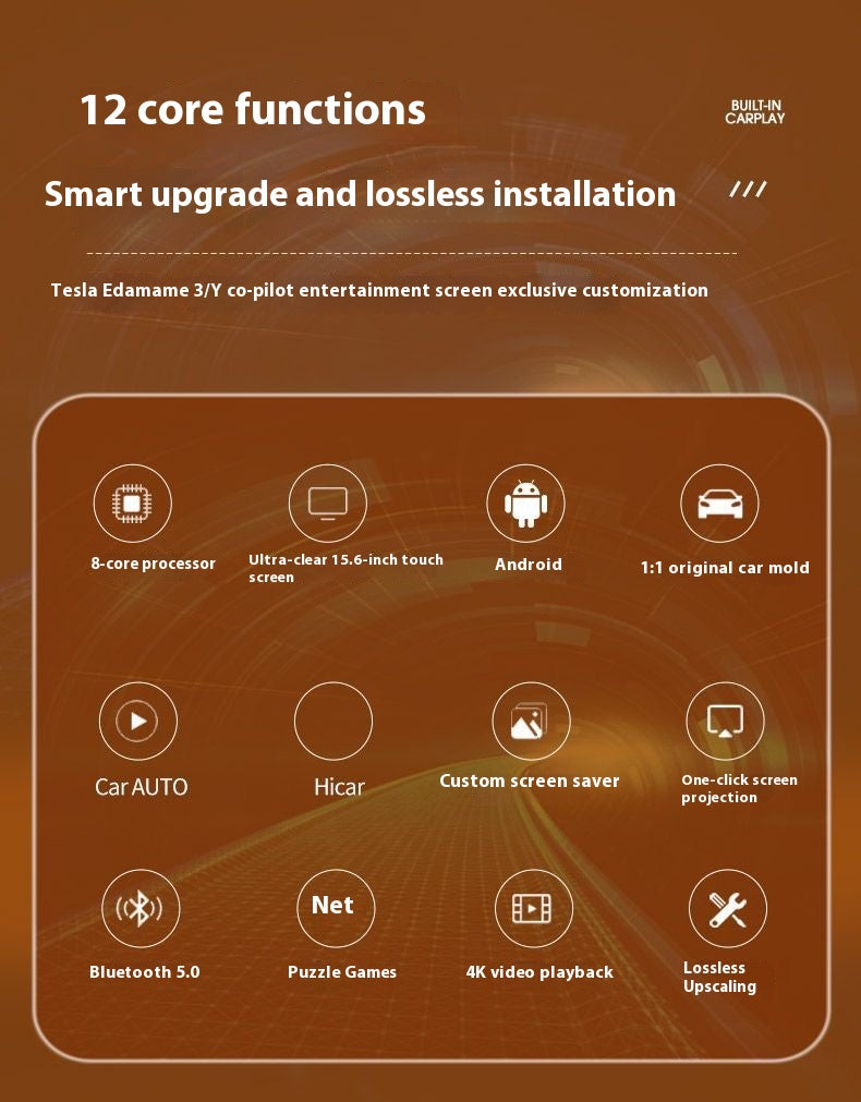 Tesla Model Y / Model 3 Passenger Entertainment Display - Navigation Upgrade, Smart Assistant, Futuristic Add ON