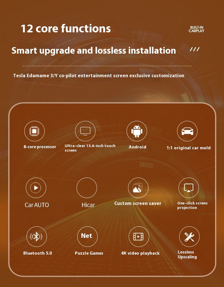 Tesla Model Y / Model 3 Passenger Entertainment Display - Navigation Upgrade, Smart Assistant, Futuristic Add ON