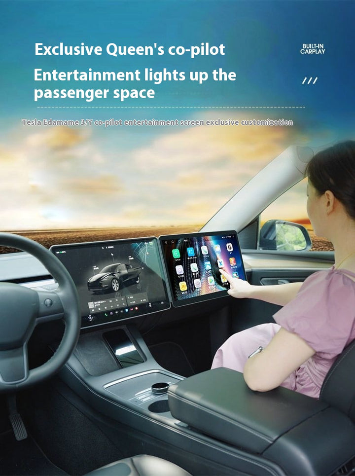 Tesla Model Y / Model 3 Passenger Entertainment Display - Navigation Upgrade, Smart Assistant, Futuristic Add ON
