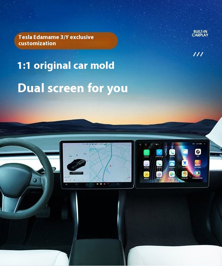 Tesla Model Y / Model 3 Passenger Entertainment Display - Navigation Upgrade, Smart Assistant, Futuristic Add ON