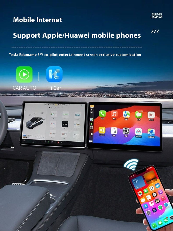 Tesla Model Y / Model 3 Passenger Entertainment Display - Navigation Upgrade, Smart Assistant, Futuristic Add ON