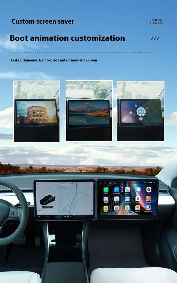 Tesla Model Y / Model 3 Passenger Entertainment Display - Navigation Upgrade, Smart Assistant, Futuristic Add ON
