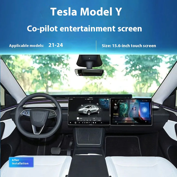 Tesla Model Y / Model 3 Passenger Entertainment Display - Navigation Upgrade, Smart Assistant, Futuristic Add ON