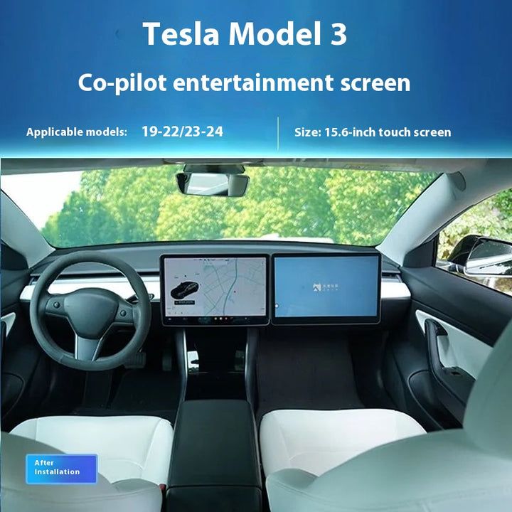 Tesla Model Y / Model 3 Passenger Entertainment Display - Navigation Upgrade, Smart Assistant, Futuristic Add ON