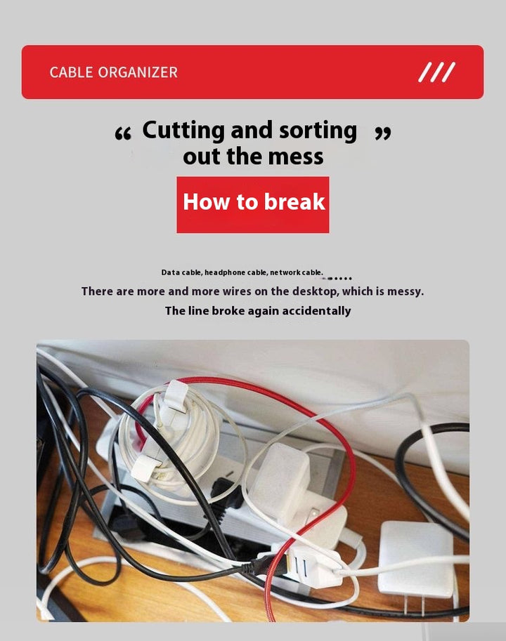 Desktop Cable Organizer - Durable DuPont Wire Management Box for Charging Cords, Phone Cords, Headphone Cords, Desktop Storage