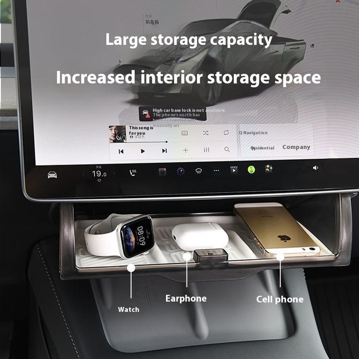 Magnetic Storage Box for Tesla Model Y - Driver Side Mini Glove Box Organizer - Hidden Interior Storage Accessory