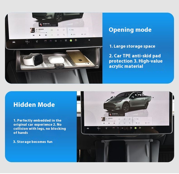 Magnetic Storage Box for Tesla Model Y - Driver Side Mini Glove Box Organizer - Hidden Interior Storage Accessory